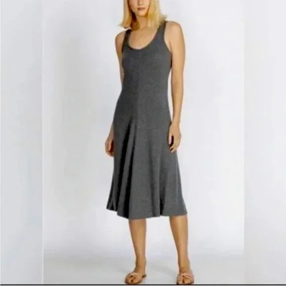 Calme by Johnny Was Gray Midi Tank Dress Size‎ L Soft Tencel Blend Flared NWT - Picture 2 of 8